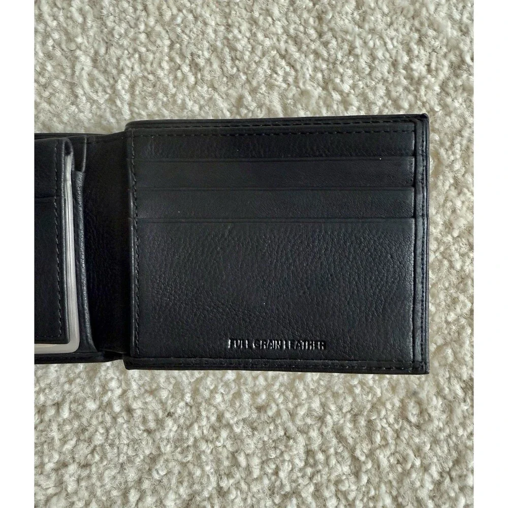 Dockers Men’s Pocketmate Full Grain Leather L-Fold Wallet Black-New With Box